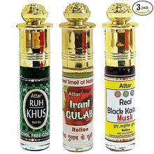 RUH KHUS, IRANI GULAB, BLACK MUSK 6ml Rollon 3 Pc. Combo Pack