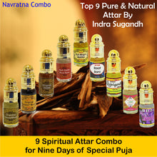 Navratna Combo Chandan/Sandalwood, Kasturi, Oudh, Gulab, Mogra, Raatrani, Rajnigandh, Kamal, Lavender 3ml Rollon 9 Piece Combo Pack