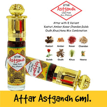 Ashtagandha with 8 Variant Combination Kasturi, Amber, Kesar, Chandan, Gulab, Oudh, Hina Mix 6ml Rollon Pack