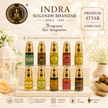 Natural Attar Gift Set for Men & Women – Premium Chandan, Kasturi, Oudh, Gulab, Mogra, Ruh Khus, Musk Heena, Kesar Chandan, Har Shringar & Nag Champa Perfume Oil Collection | 100% Alcohol-Free | Long-Lasting Fragrance | 3ml x 10 Roll-On Combo Pack