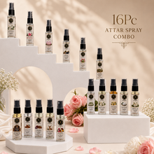 Attar Spray Set 16 x 10ml Perfume Sprays (160ml Total) | 100% Alcohol-Free Attar Perfume | Long-Lasting Natural Fragrance for Pooja, Namaz, Worship & Daily Use