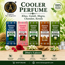 Premium Khus, Gulab, Mogra, Chandan & Kewda Fragrance Collection – Long-Lasting Aroma Oil for Air Coolers, Diffusers & Humidifiers | Fresh Earthy, Floral & Woody Home Fragrance | 22ml x 5 Bottles Combo Pack