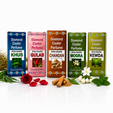 Premium Khus, Gulab, Mogra, Chandan & Kewda Fragrance Collection – Long-Lasting Aroma Oil for Air Coolers, Diffusers & Humidifiers | Fresh Earthy, Floral & Woody Home Fragrance | 22ml x 5 Bottles Combo Pack