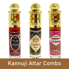 Kannuji 3 in 1 (Musk Heena, Shahi Darbar, Shamama Amber) Alcohol Free 24 Hours 6ml Rollon 3 Pc. Combo Pack
