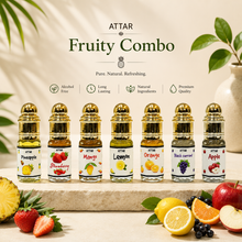 Fruity Attar Gift Set for Men & Women – Lemon, Strawberry, Mango, Pineapple, Orange, Black Currant & Apple Perfume Oil Collection | 100% Alcohol-Free | Long-Lasting Fresh Fruity Fragrance | 3ml x 7 Roll-On Combo Pack