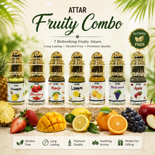 Fruity Attar Gift Set for Men & Women – Lemon, Strawberry, Mango, Pineapple, Orange, Black Currant & Apple Perfume Oil Collection | 100% Alcohol-Free | Long-Lasting Fresh Fruity Fragrance | 3ml x 7 Roll-On Combo Pack