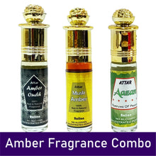 Amber 3 in 1 (Amber Oudh, Musk Amber, Aazan) Alcohol Free 24 Hours 6ml Rollon 3 Pc. Combo Pack