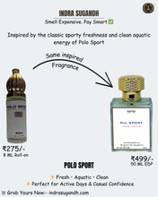POLO SPORT Perfume For Men Non-Alcoholic Fragrance 8ml Roll On Pack ||  Mint, Bergamot, Musk