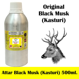 Real Black Musk|Kasturi  500ml With Free RollOn  Pack